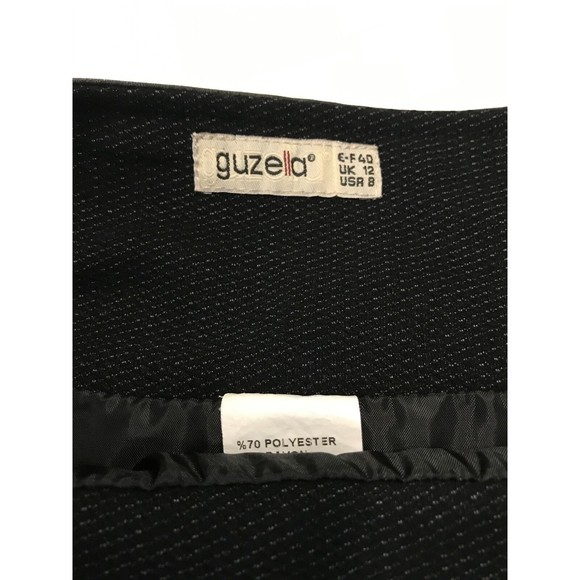 Guzella Women's Skirt Black Textured With Faux Leather Skirt Size 8 - Picture 3 of 6